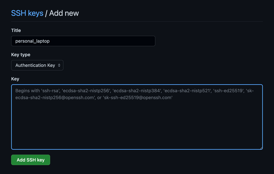Add ssh key to github